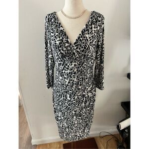Ralph Lauren black and white work dress dinner dress size 6 below the knee